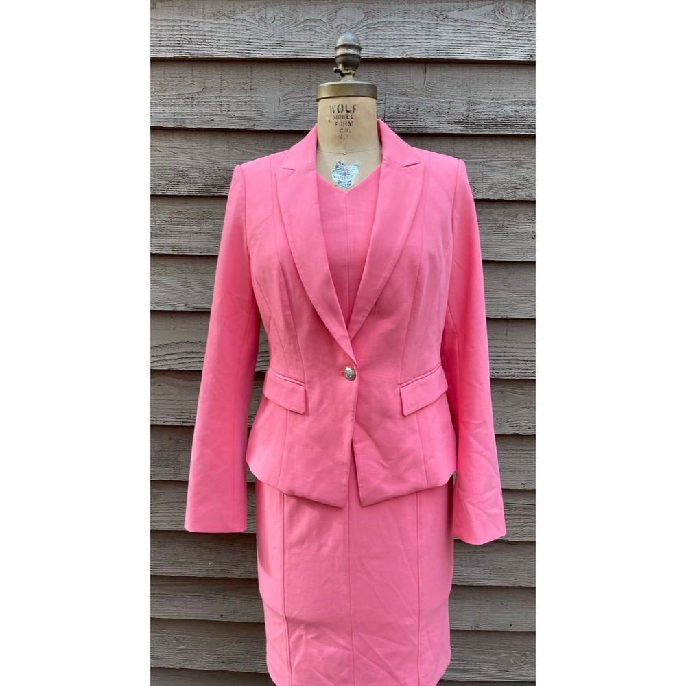 White House Black Market Pink Suit Set Blazer & Body Perfecting Dress Gelato 6